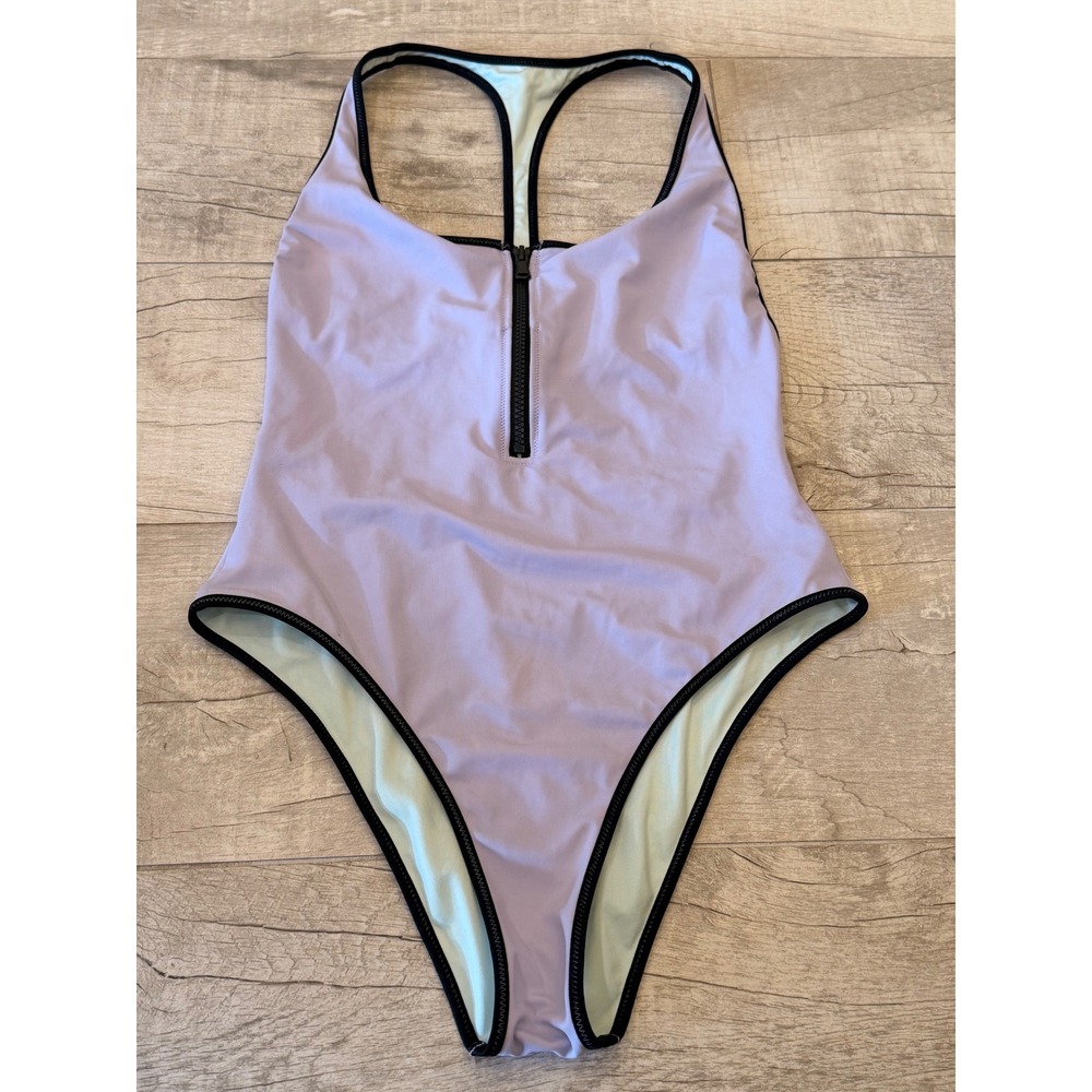 Victorias Secret Lavender Purple Zip Front Racerback One Piece Swimsuit Medium